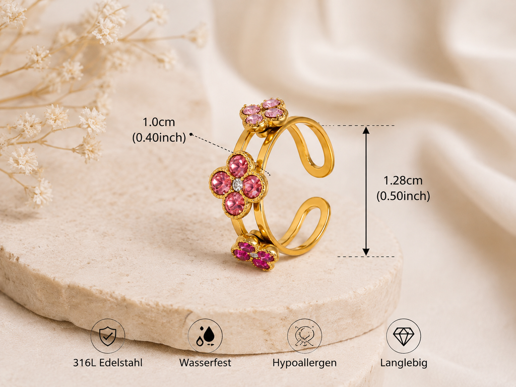 Vier goldene Blumenring