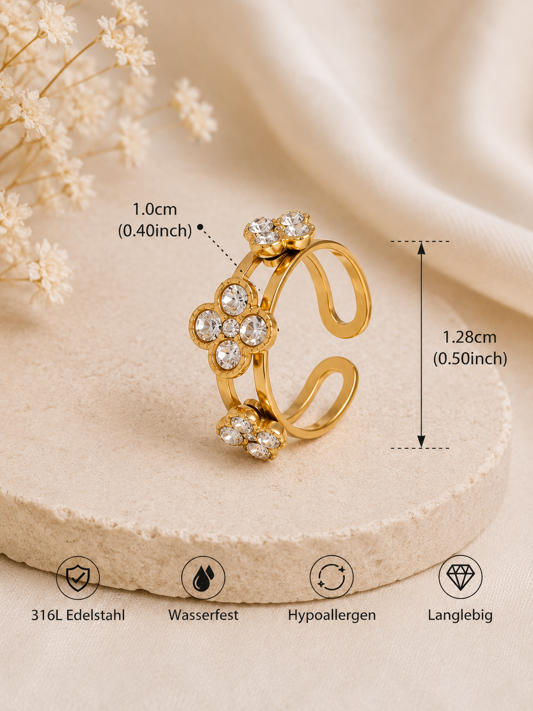 Vier goldene Blumenring